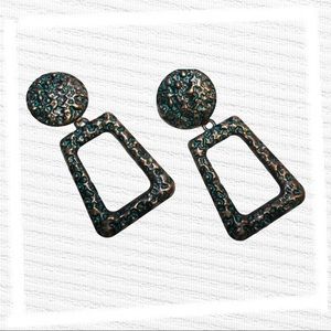 Bohemian Bronzed with Turquoise Antiqued Dangle Earrings